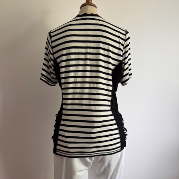 Vex- Dark Blue and White Stripped Short Sleeves Vest/ Top/ Cardigan - Picture 2 of 5